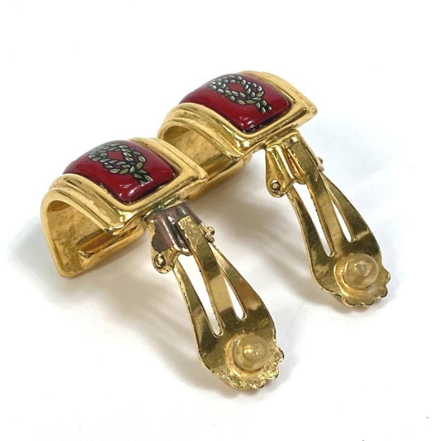 HERMES エルメス 七宝焼き エマイユ/アクセサリー ヴィンテージ/耳飾り イヤリング GP レッド×ゴールド レディース【中古】 | HERMES | 07