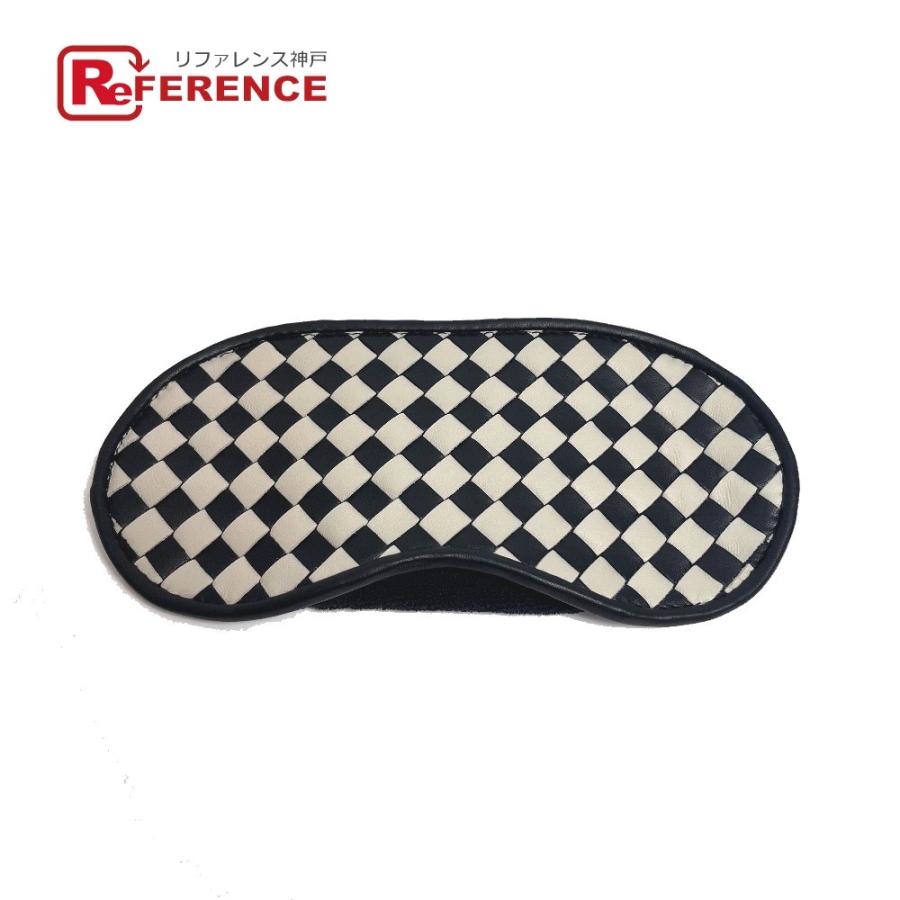 BOTTEGA VENETA ボッテガヴェネタ イントレチャート 小物 トラベルグッズ アイマスク レザー ブラック/アイボリー【中古】新品同様 | 