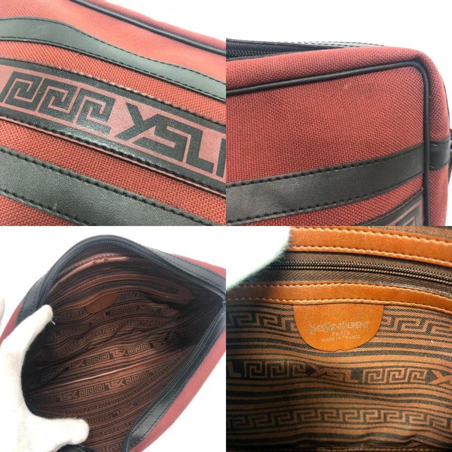 YVES SAINT LAURENT イヴ・サンローラン ロゴ 肩掛け/ロゴ スクエア ショルダーバッグ キャンバス/レザー レッド ユニセックス【中古】 | Yves Saint Laurent | 08