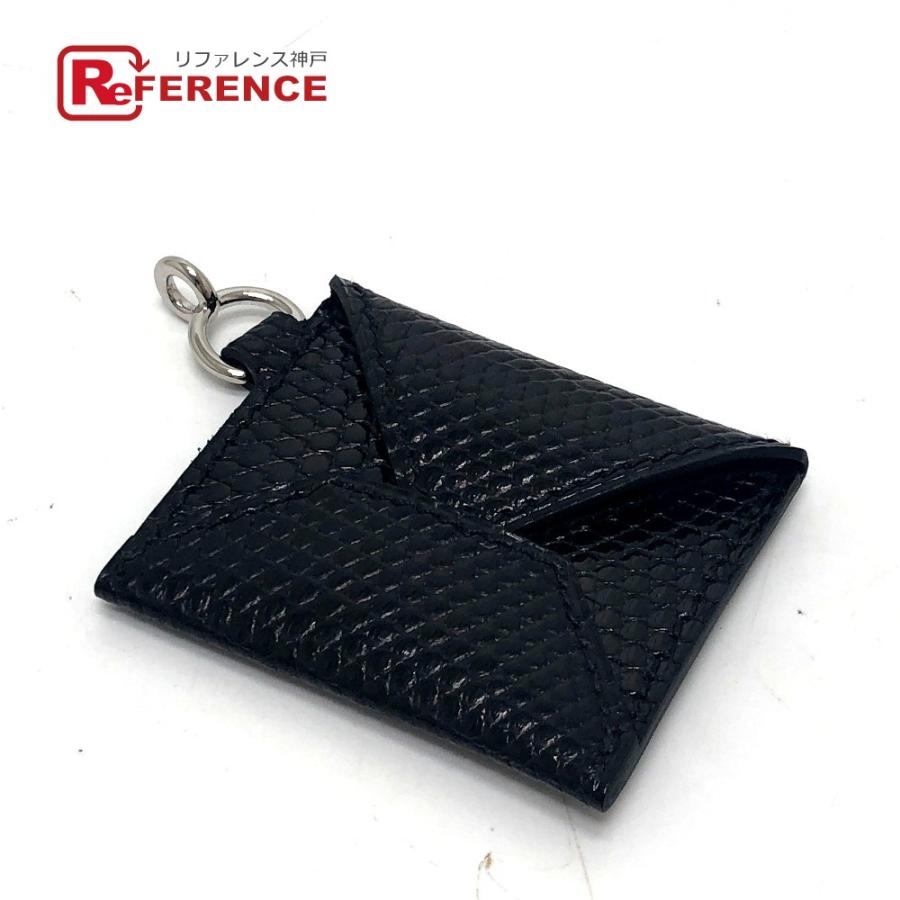 HERMES エルメス 小物/アクセサリー キュリオジテ エンベロップ ペンダントトップ リザード Z刻 ブラック レディース【中古】新品同様 | HERMES