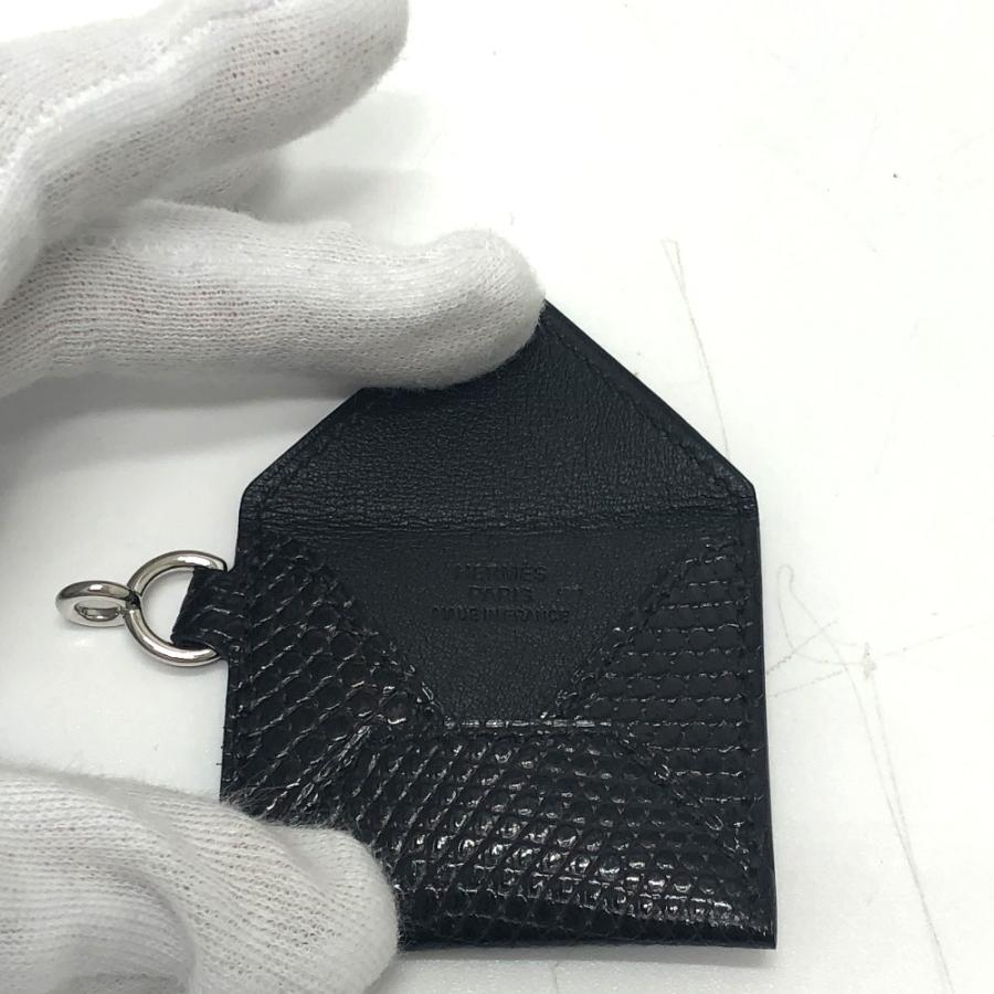 HERMES エルメス 小物/アクセサリー キュリオジテ エンベロップ ペンダントトップ リザード Z刻 ブラック レディース【中古】新品同様 | HERMES | 02
