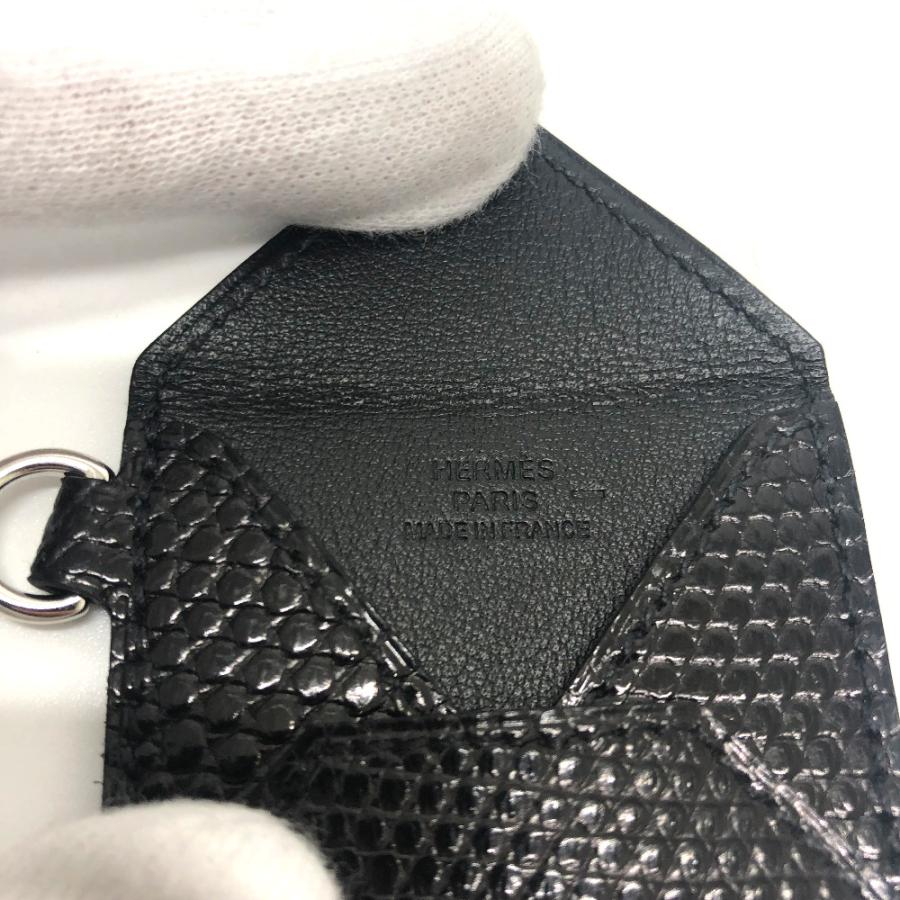 HERMES エルメス 小物/アクセサリー キュリオジテ エンベロップ ペンダントトップ リザード Z刻 ブラック レディース【中古】新品同様 | HERMES | 03