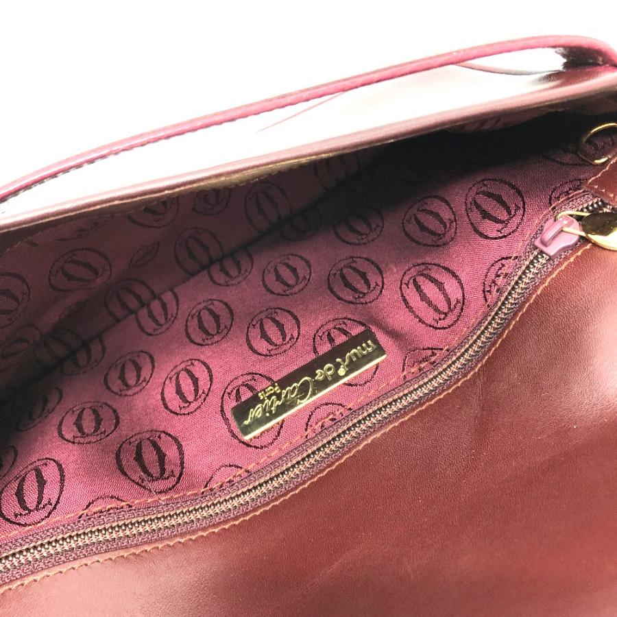 CARTIER カルティエ マストライン ポーチ クラッチバッグ レザー ワインレッド レディース【中古】 | Cartier | 07