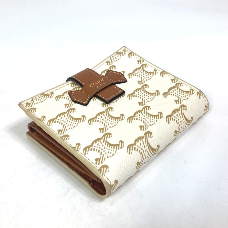 CELINE セリーヌ マカダム トリオンフ 総柄 2つ折り財布 PVC/レザー ホワイト/ブラウン レディース【中古】 | CELINE | 02