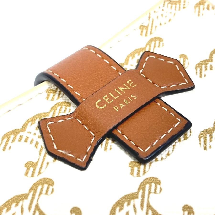 CELINE セリーヌ マカダム トリオンフ 総柄 2つ折り財布 PVC/レザー ホワイト/ブラウン レディース【中古】 | CELINE | 04
