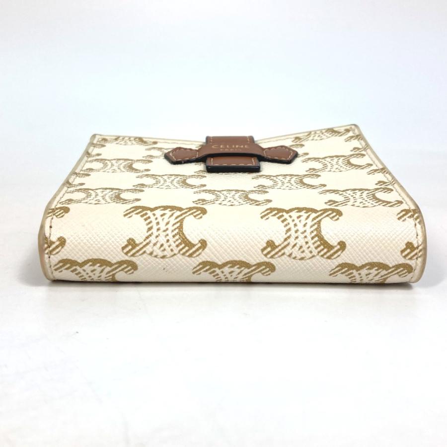CELINE セリーヌ マカダム トリオンフ 総柄 2つ折り財布 PVC/レザー ホワイト/ブラウン レディース【中古】 | CELINE | 06