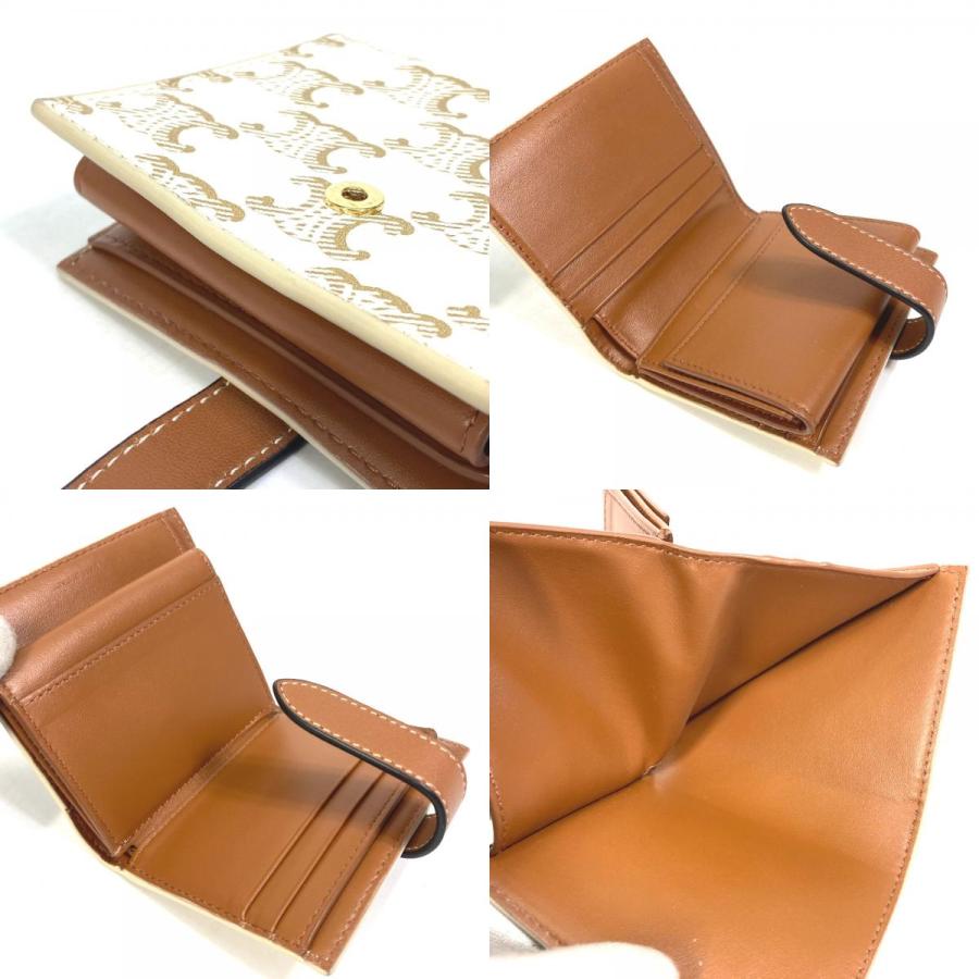 CELINE セリーヌ マカダム トリオンフ 総柄 2つ折り財布 PVC/レザー ホワイト/ブラウン レディース【中古】 | CELINE | 08