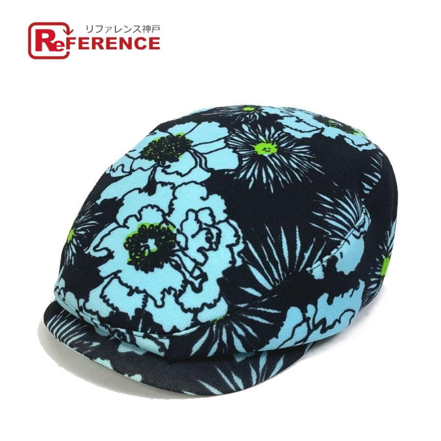 PRADA プラダ 花柄 帽子 キャスケット ナイロン ブルー×ブラック レディース【中古】 | PRADA