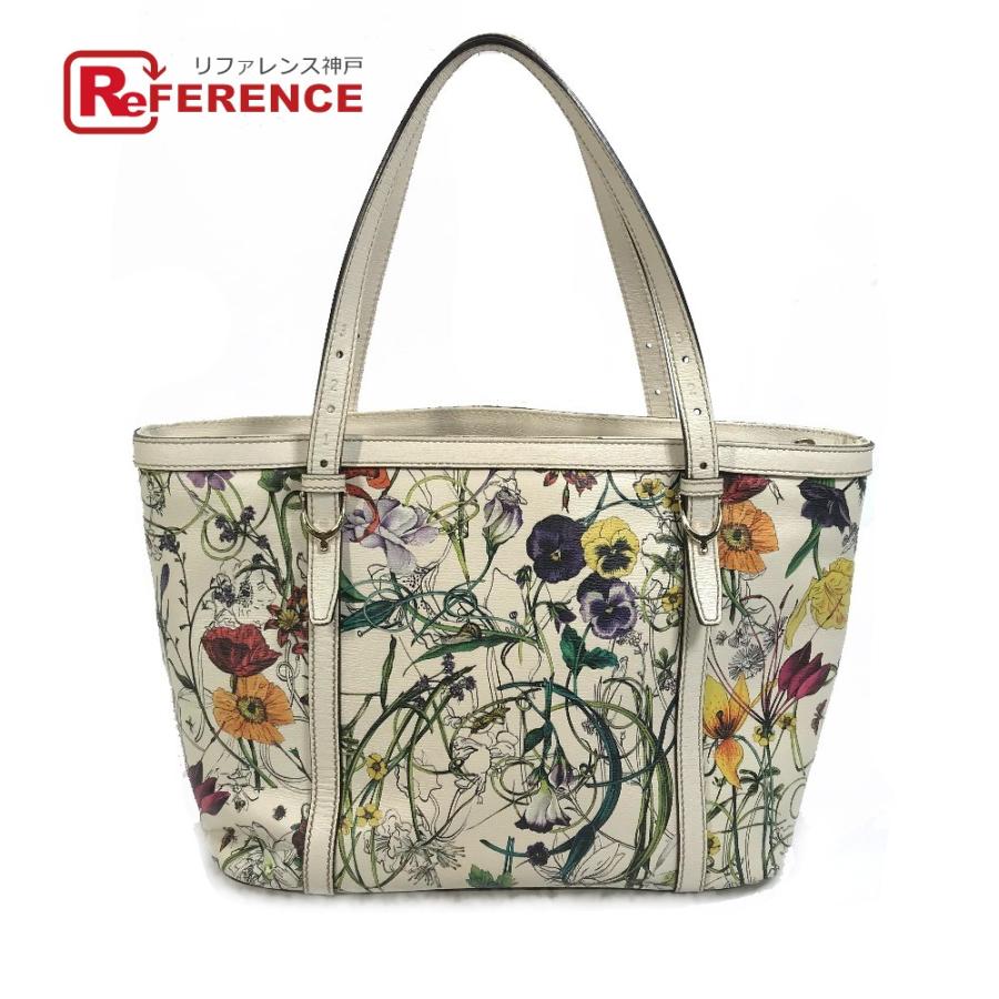 GUCCI グッチ 336776 フローラ 花柄 グッチニース ハンドバッグ トートバッグ レザー アイボリー系 レディース【中古】  :E-221214-6:リファレンス コレクション - 通販 - Yahoo!ショッピング