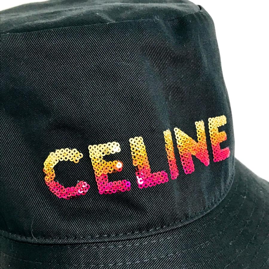 CELINE セリーヌ 2AUO1968P ロゴ エンブロイダリー グラデーションシークイン  バケットハット 帽子 ハット ブラック レディース【中古】 | CELINE | 04