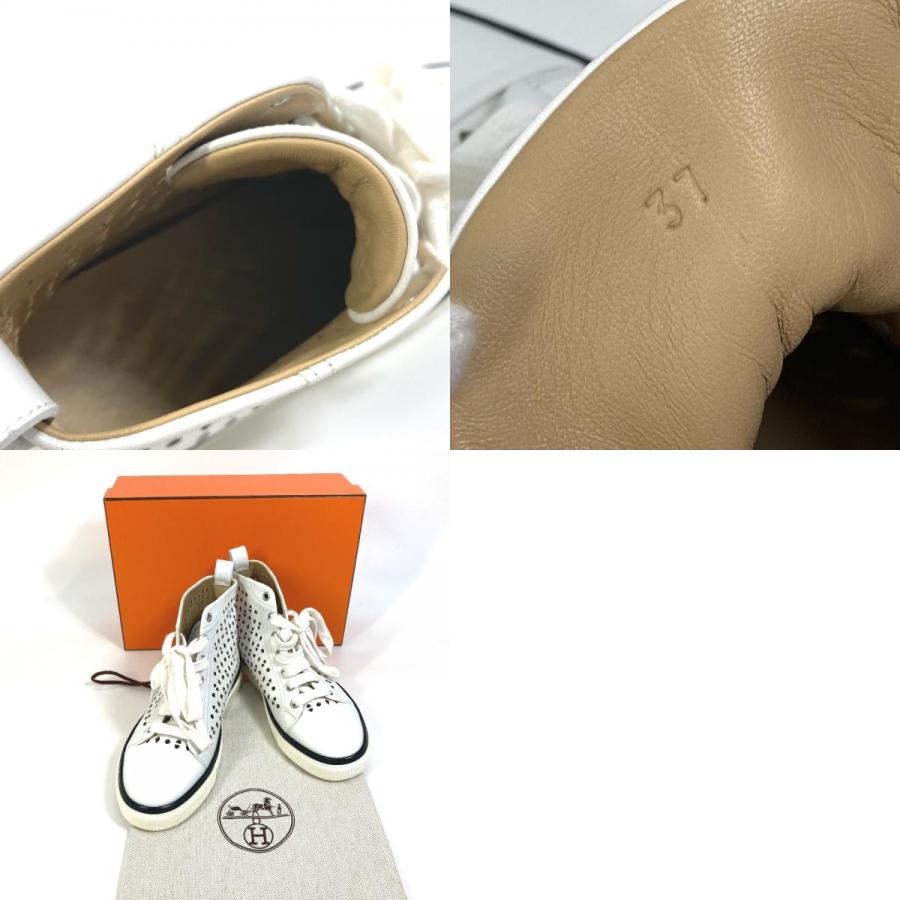HERMES エルメス パンチング ハイカット 靴 スニーカー レザー ホワイト レディース【中古】 | HERMES | 09