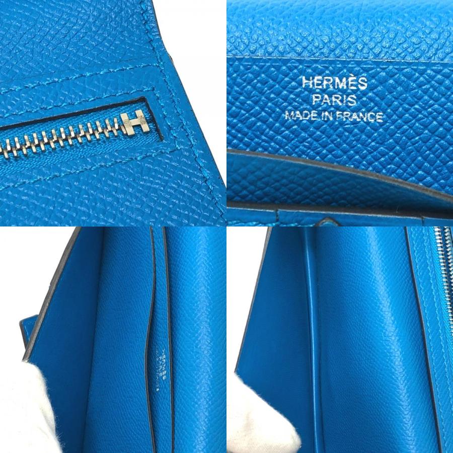 HERMES エルメス ベアンスフレ 二つ折り 長財布 ヴォーエプソン A刻 ブルーザンジバル ブルー レディース【中古】 | HERMES | 08