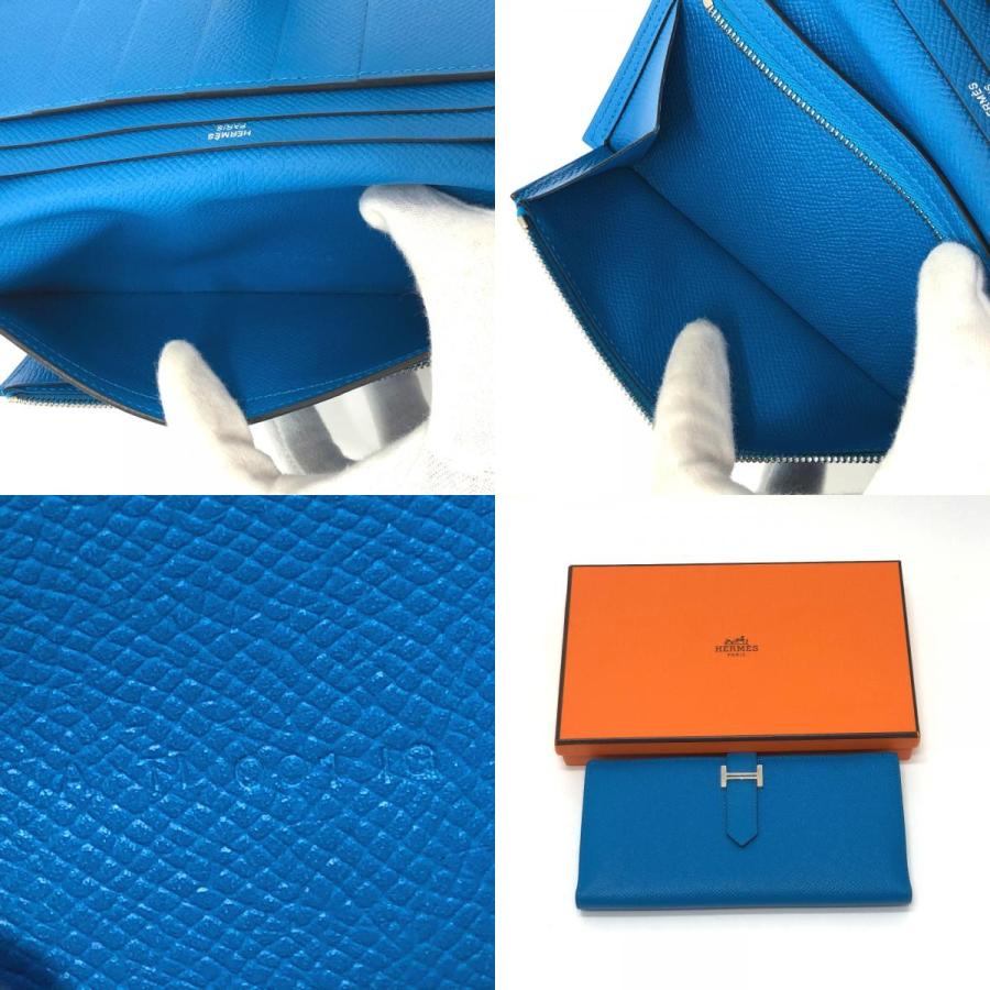 HERMES エルメス ベアンスフレ 二つ折り 長財布 ヴォーエプソン A刻 ブルーザンジバル ブルー レディース【中古】 | HERMES | 09