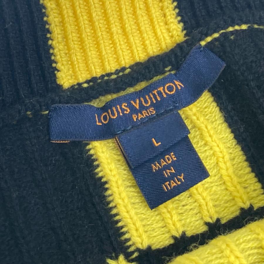 ルイヴィトン LOUIS VUITTON チェッカー ボード ニット アパレル 長袖 セーター ウール イエロー×ブラック LOUIS VUITTON（ルイ・ヴィトン） アパレル チェッカー ボード ニット