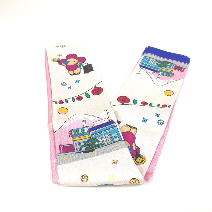 LOUIS VUITTON ルイヴィトン M77932 バンドー ヴィヴィエンヌ 東京 TOKYO スカーフ シルク ピンク レディース【中古】美品 | LOUIS VUITTON | 01