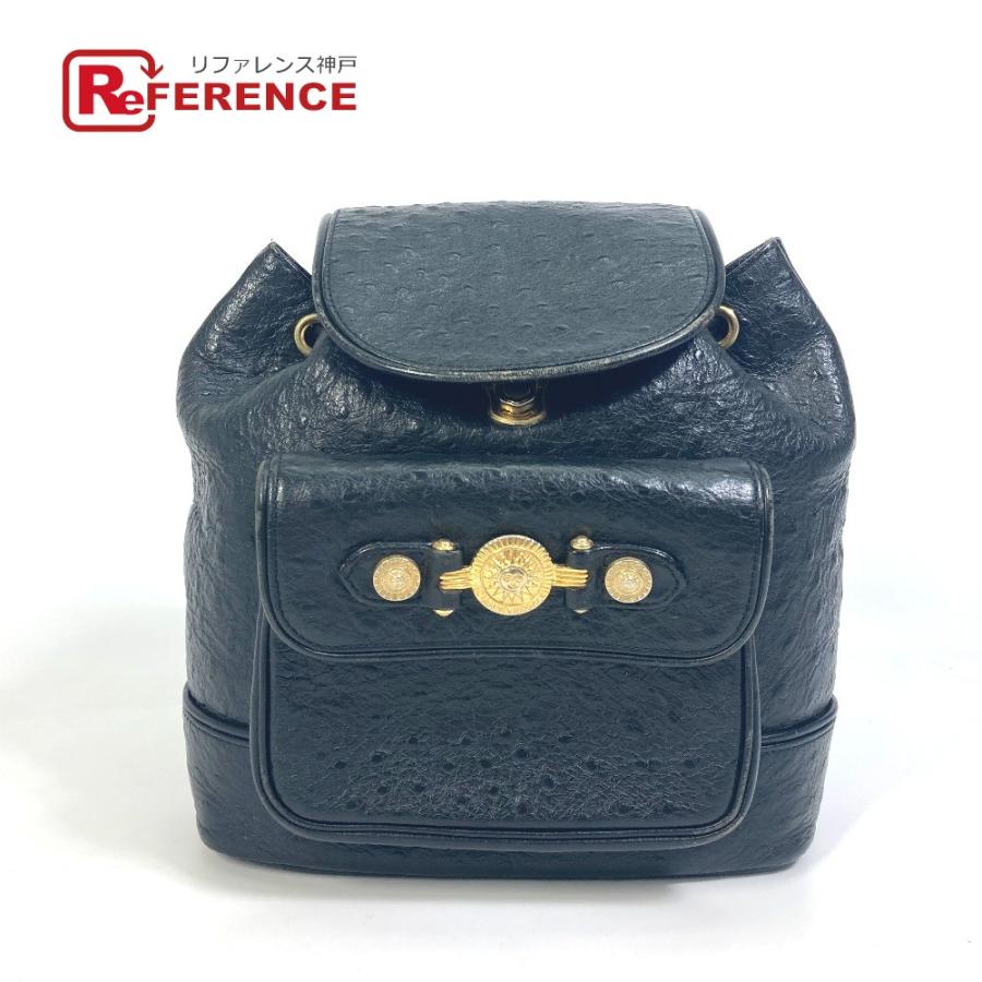 VERSACE ヴェルサーチ サンバースト リュックサック レザー ブラック レディース【中古】 | 
