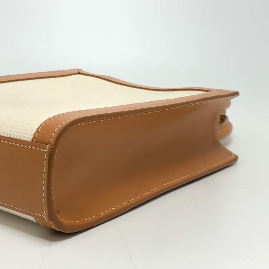 CELINE セリーヌ ロゴ バーティカルカバ ミニ 2WAY ショルダーバッグ キャンバス/レザー ベージュ レディース【中古】