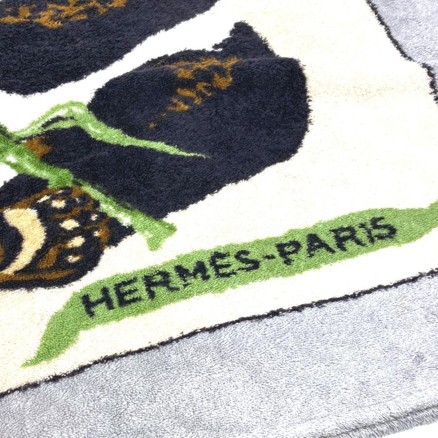 HERMES エルメス パンダ ビーチタオル バスタオル タオル コットン グレー ユニセックス【中古】 | HERMES | 01