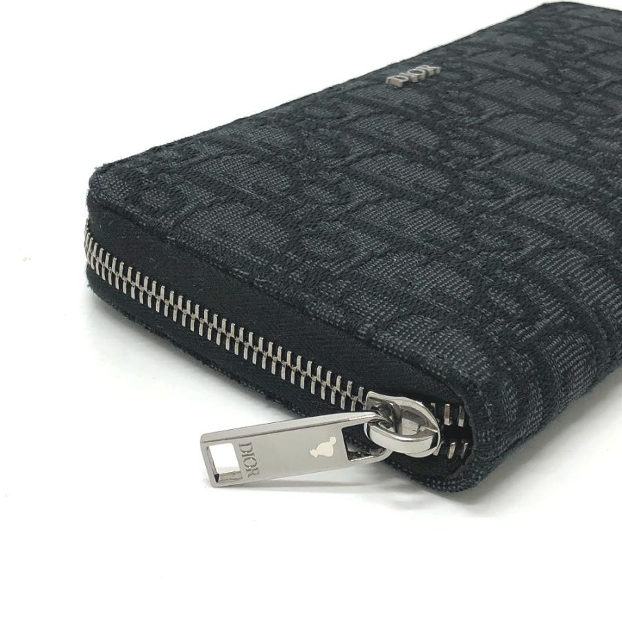 Dior ディオール トロッター オブリーク ラウンドファスナー 長財布 キャンバス ネイビー レディース【中古】 |  | 05
