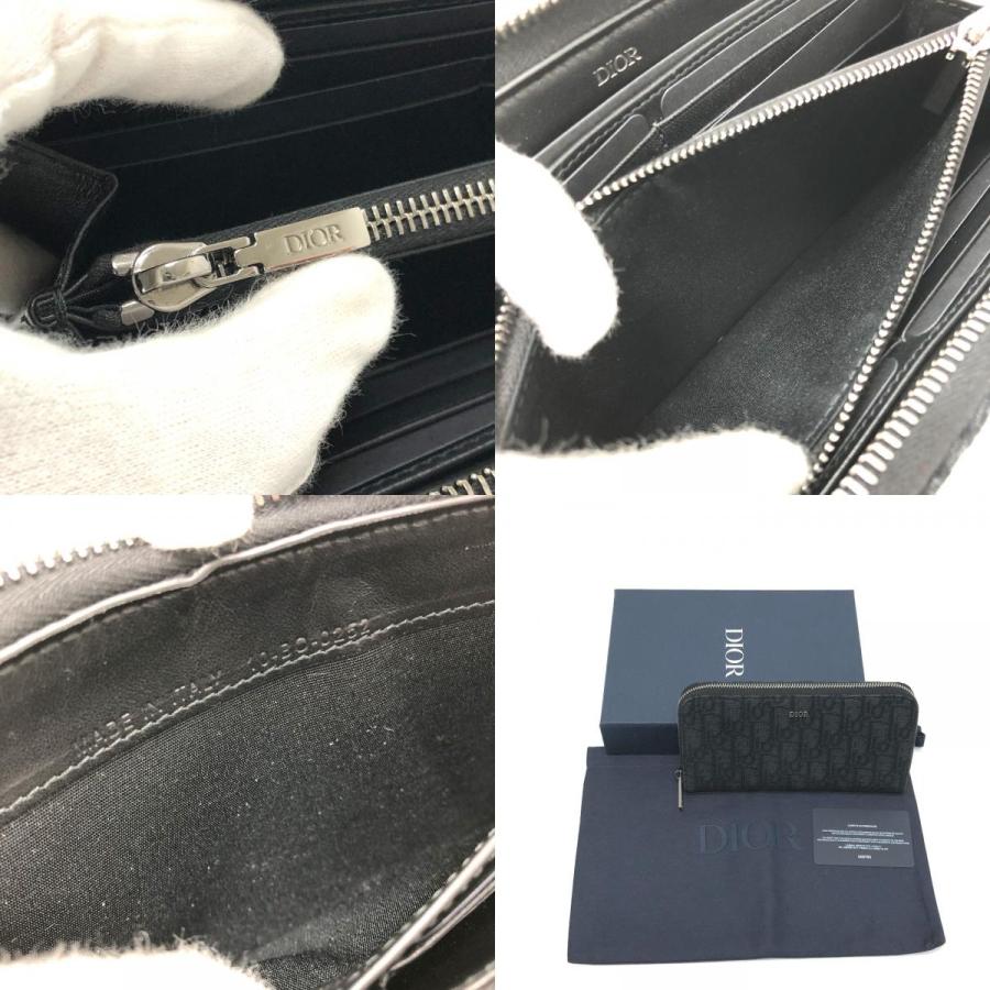 Dior ディオール トロッター オブリーク ラウンドファスナー 長財布 キャンバス ネイビー レディース【中古】 |  | 09