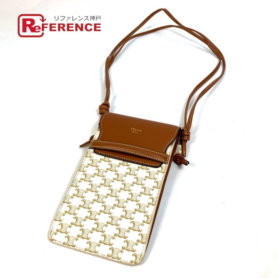 CELINE セリーヌ 10G332CQD.01TA トリオンフ  フォンケース フラップ付きモバイルポーチ ショルダーバッグ  スマートフォンケース 【中古】 | CELINE