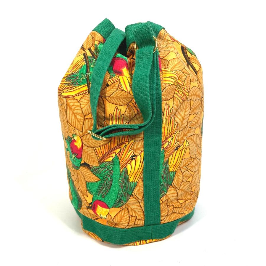 HERMES エルメス ワンショルダー 肩掛け フラワー オウム 鳥柄 巾着 