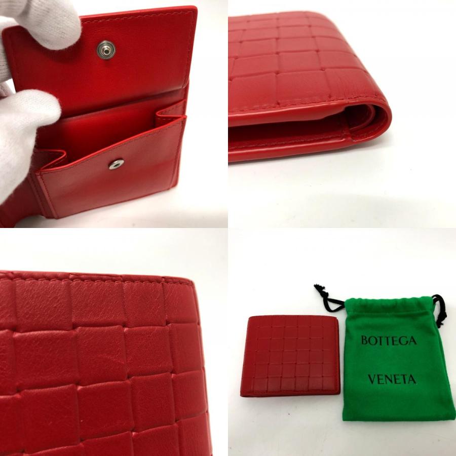 BOTTEGA VENETA ボッテガヴェネタ イントレチャート 二つ折り 2つ折り財布 レザー レッド レディース【中古】 |  | 09