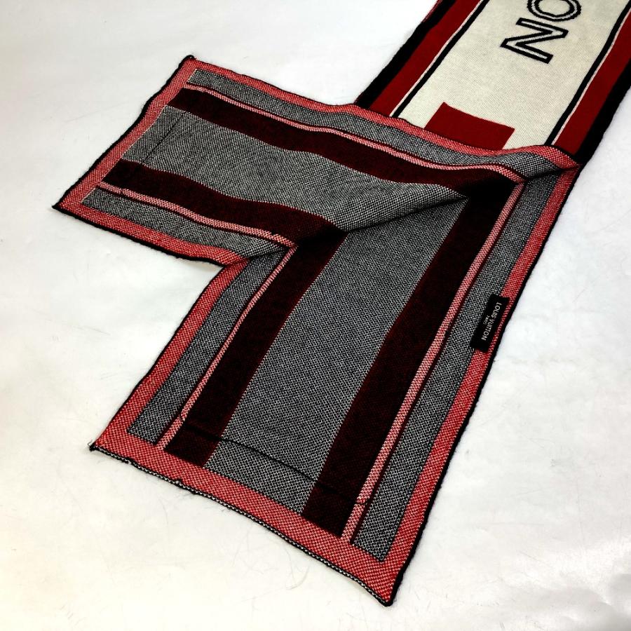 LOUIS VUITTON ルイヴィトン ロゴ マフラー ウール レッド メンズ【中古】_5