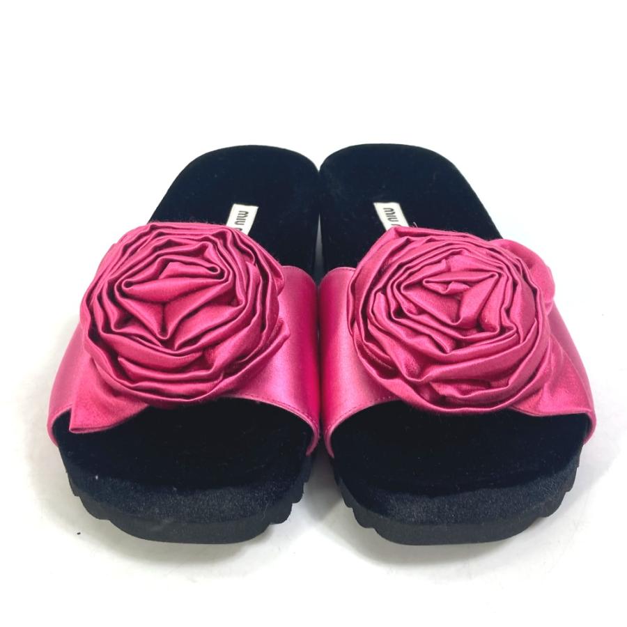 miu MIUMIU ミュウミュウ 5XX399 ローズ バラ 薔薇 スライド サンダル  