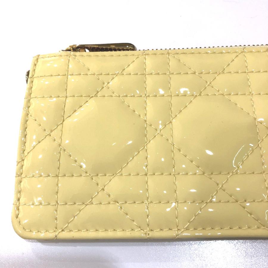 Dior ディオール カナージュ カードケース 名刺入れ パテント コインケース エナメル ベージュ レディース【中古】美品 |  | 04
