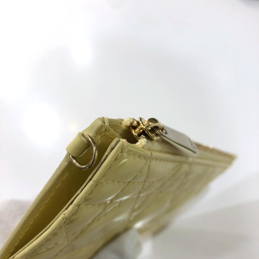 Dior ディオール カナージュ カードケース 名刺入れ パテント コインケース エナメル ベージュ レディース【中古】美品 |  | 07