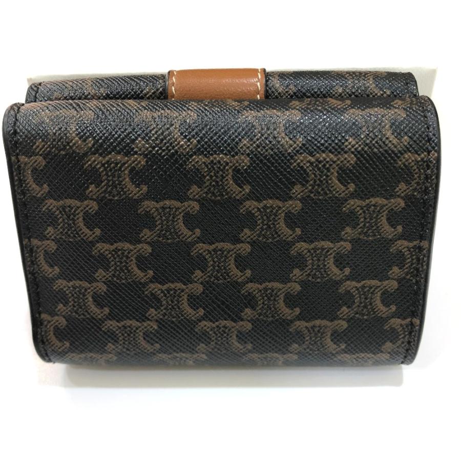 CELINE セリーヌ トリオンフ スモール トリフォールド コンパクトウォレット 3つ折り財布 PVC/レザー ブラウン レディース【中古】 | CELINE | 01