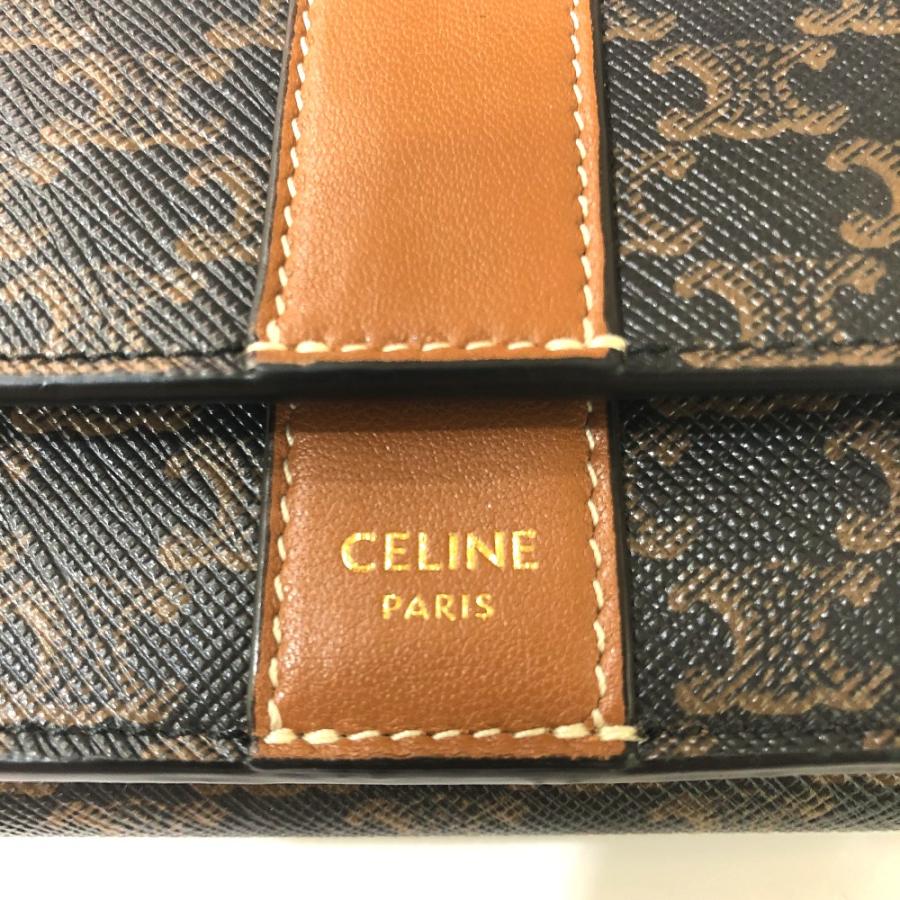 CELINE セリーヌ トリオンフ スモール トリフォールド コンパクトウォレット 3つ折り財布 PVC/レザー ブラウン レディース【中古】 | CELINE | 04