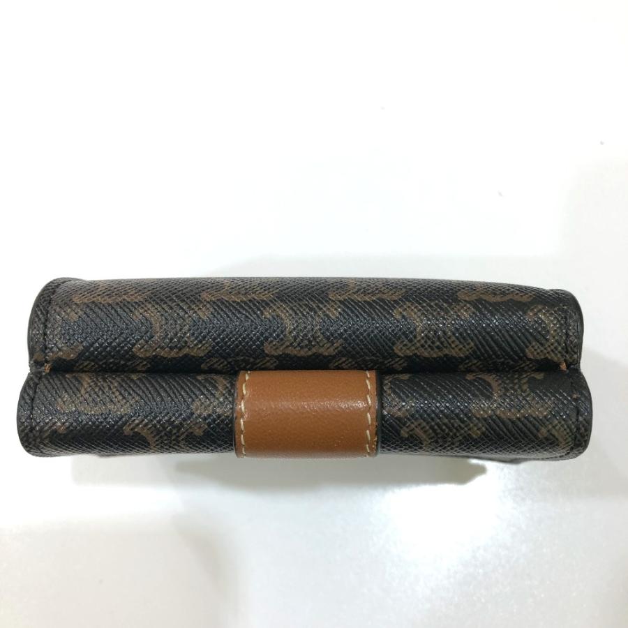 CELINE セリーヌ トリオンフ スモール トリフォールド コンパクトウォレット 3つ折り財布 PVC/レザー ブラウン レディース【中古】 | CELINE | 05