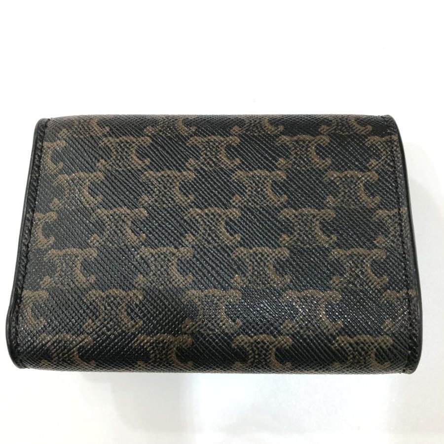 CELINE セリーヌ トリオンフ スモール トリフォールド コンパクトウォレット 3つ折り財布 PVC/レザー ブラウン レディース【中古】 | CELINE | 06