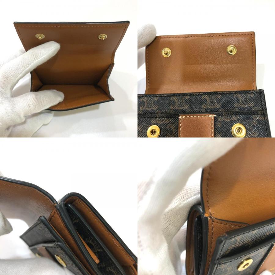 CELINE セリーヌ トリオンフ スモール トリフォールド コンパクトウォレット 3つ折り財布 PVC/レザー ブラウン レディース【中古】 | CELINE | 08