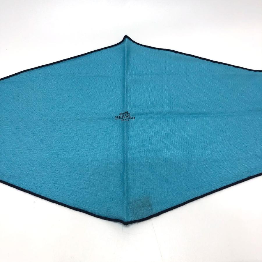 HERMES エルメス ロゴ ロサンジュ ファッション小物 スカーフ カシミヤ ブルー レディース【中古】 | HERMES | 01