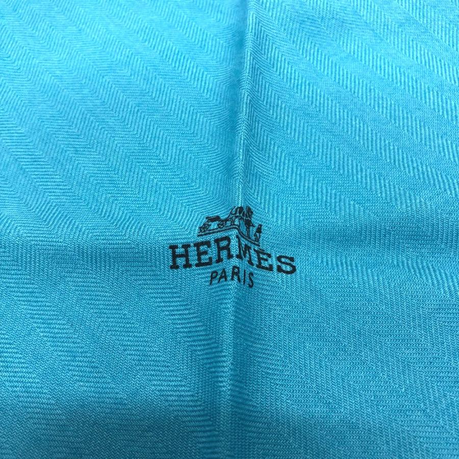 HERMES エルメス ロゴ ロサンジュ ファッション小物 スカーフ カシミヤ ブルー レディース【中古】 | HERMES | 02
