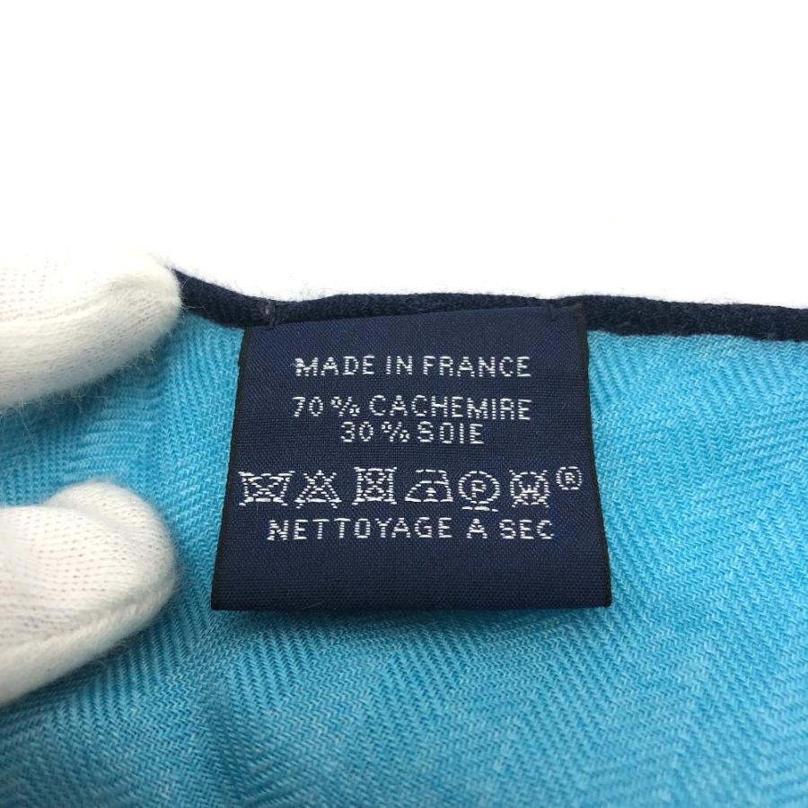 HERMES エルメス ロゴ ロサンジュ ファッション小物 スカーフ カシミヤ ブルー レディース【中古】 | HERMES | 05