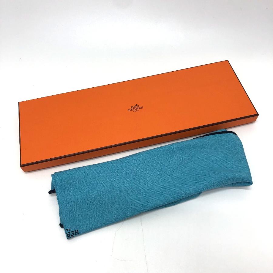 HERMES エルメス ロゴ ロサンジュ ファッション小物 スカーフ カシミヤ ブルー レディース【中古】 | HERMES | 08