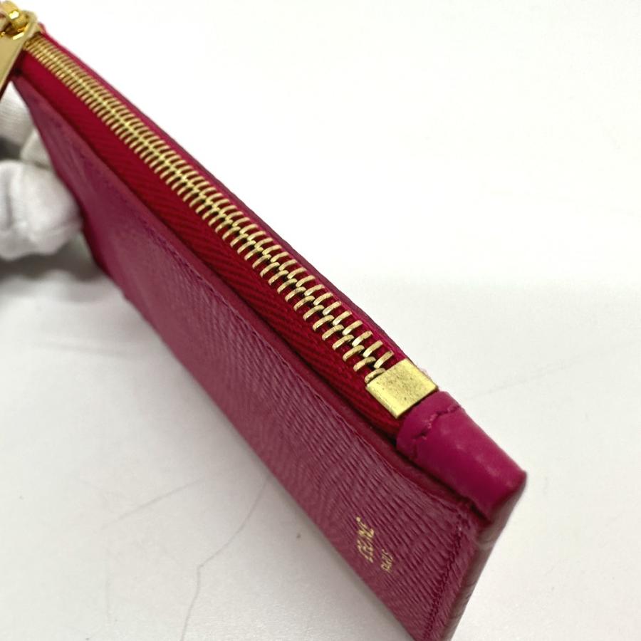 CELINE セリーヌ ロゴ ジップドカードホルダー カードケース レザー ピンク レディース【中古】美品 | CELINE | 06