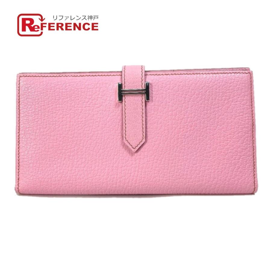 HERMES エルメス ベアン スフレ 2つ折り 長財布 シェーブル □M刻 ピンク レディース【中古】美品 | HERMES
