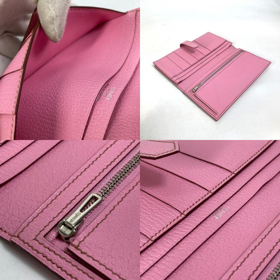 HERMES エルメス ベアン スフレ 2つ折り 長財布 シェーブル □M刻 ピンク レディース【中古】美品 | HERMES | 08
