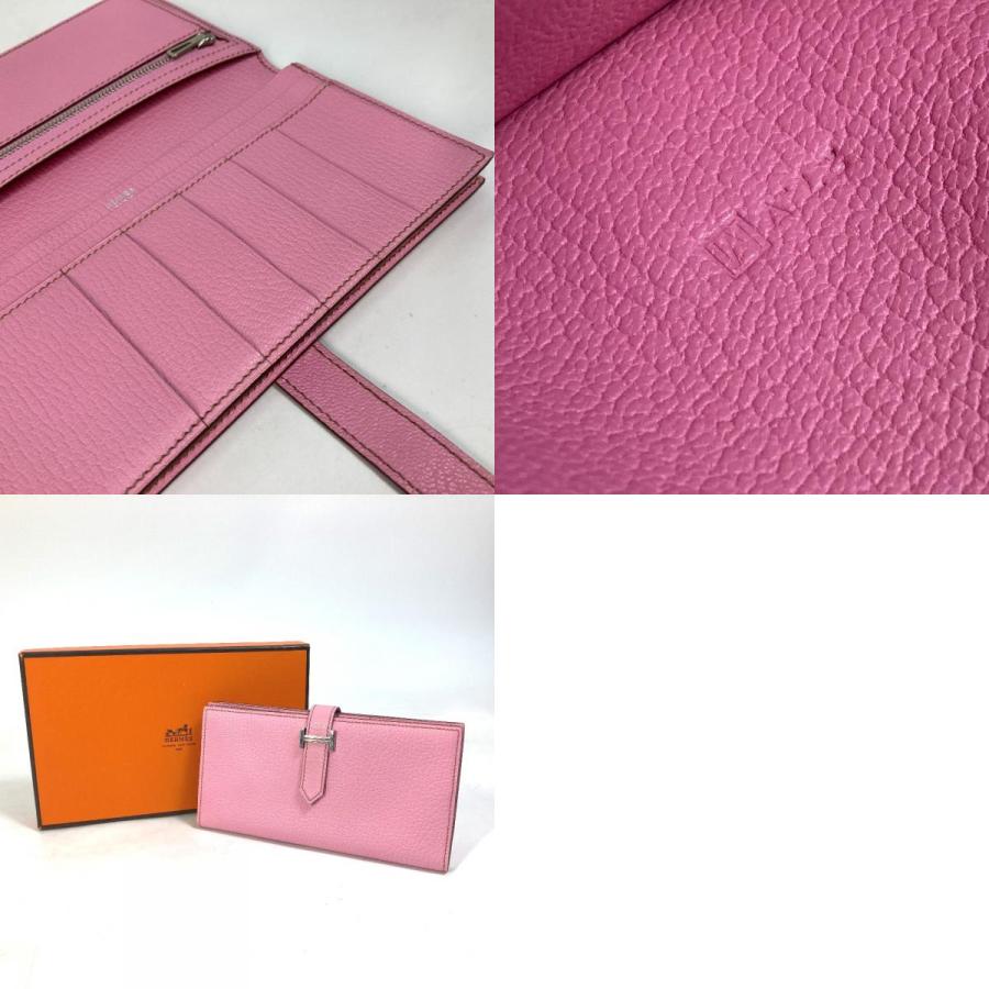 HERMES エルメス ベアン スフレ 2つ折り 長財布 シェーブル □M刻 ピンク レディース【中古】美品 | HERMES | 09