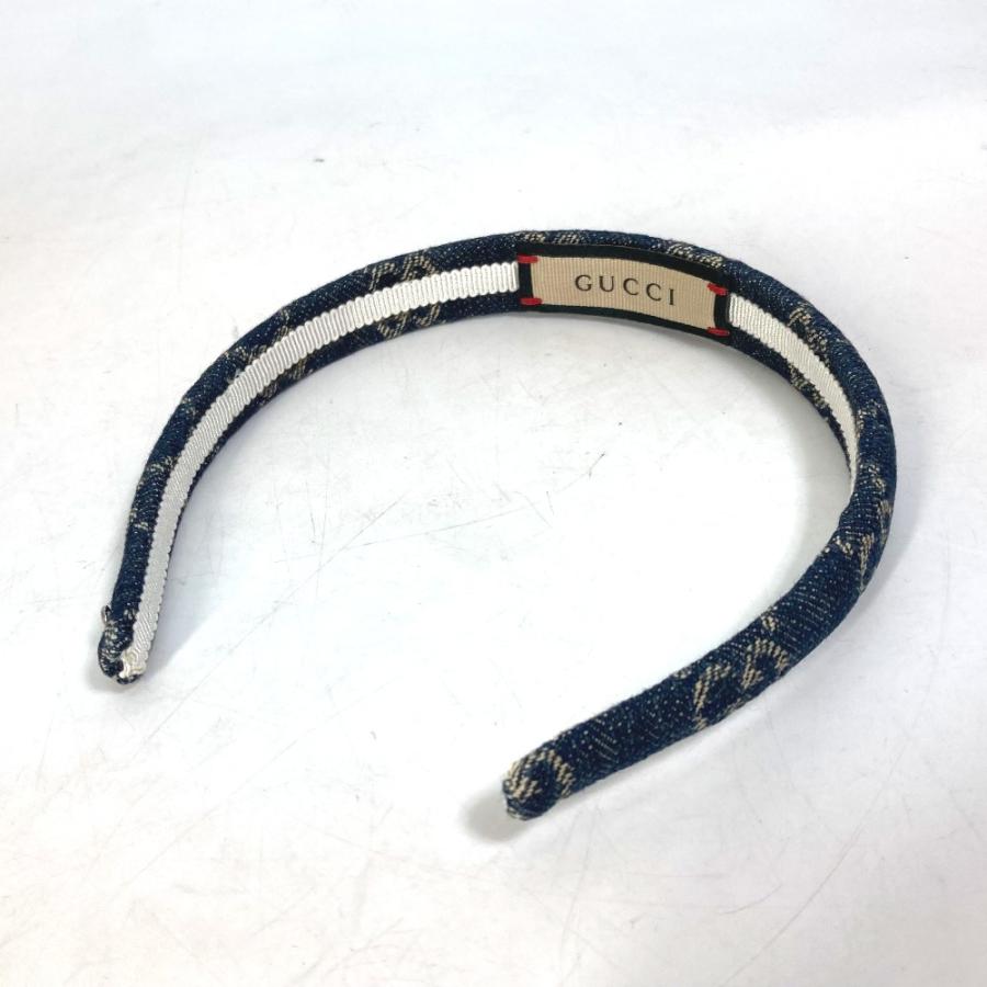 GUCCI グッチ 652835  GGジャガード エコウォッシュドデニム ヘアバンド ヘアアクセサリー ヘッドバンド カチューシャ ネイビー.【中古】 | GUCCI | 01