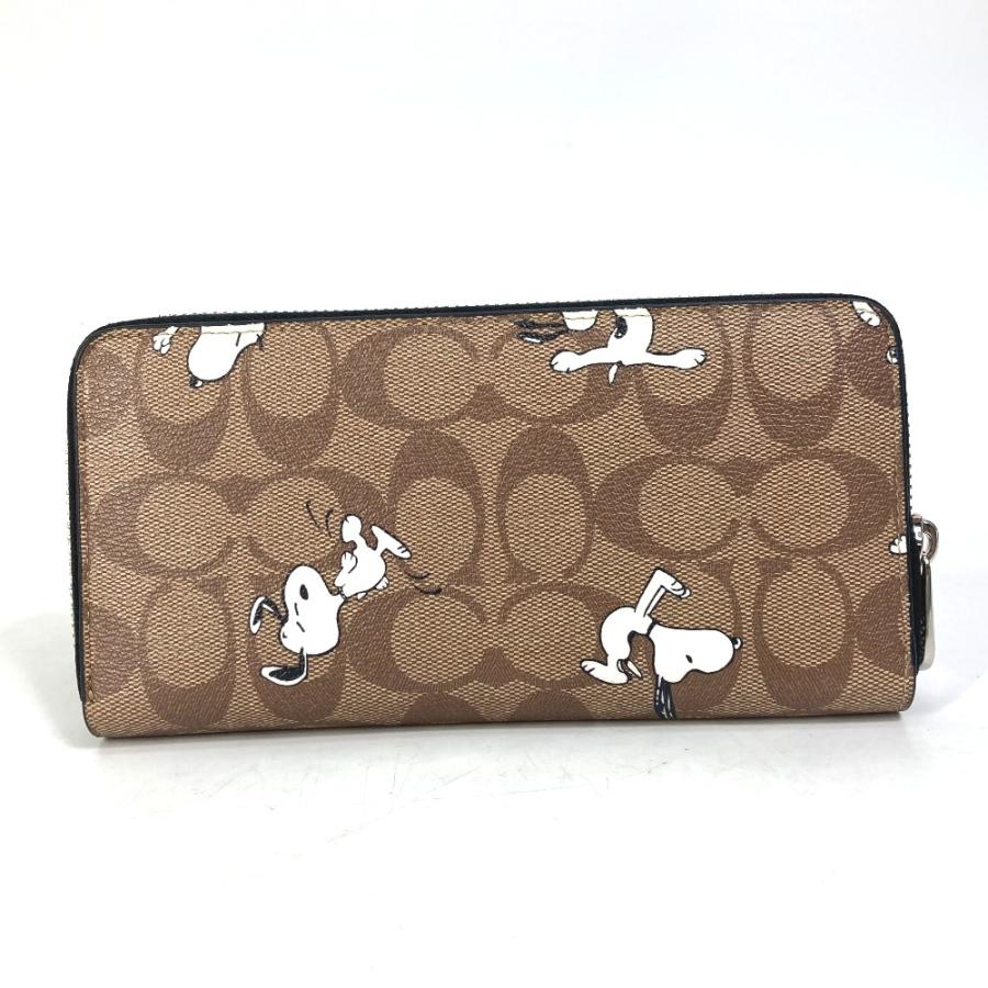 COACH コーチ C4596 シグネチャー PEANUTS スヌーピー SNOOPY ラウンドファスナー 長財布 PVC ベージュ レディース【中古】美品 | COACH | 01