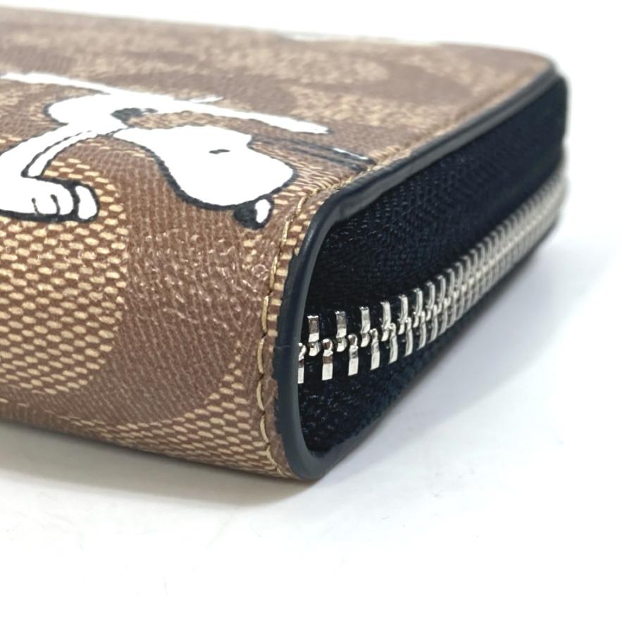 COACH コーチ C4596 シグネチャー PEANUTS スヌーピー SNOOPY ラウンドファスナー 長財布 PVC ベージュ レディース【中古】美品 | COACH | 03