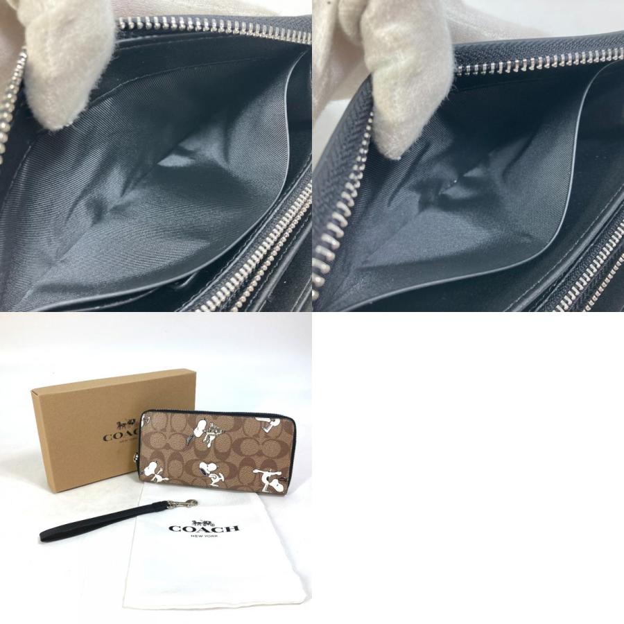 COACH コーチ C4596 シグネチャー PEANUTS スヌーピー SNOOPY ラウンドファスナー 長財布 PVC ベージュ レディース【中古】美品 | COACH | 09
