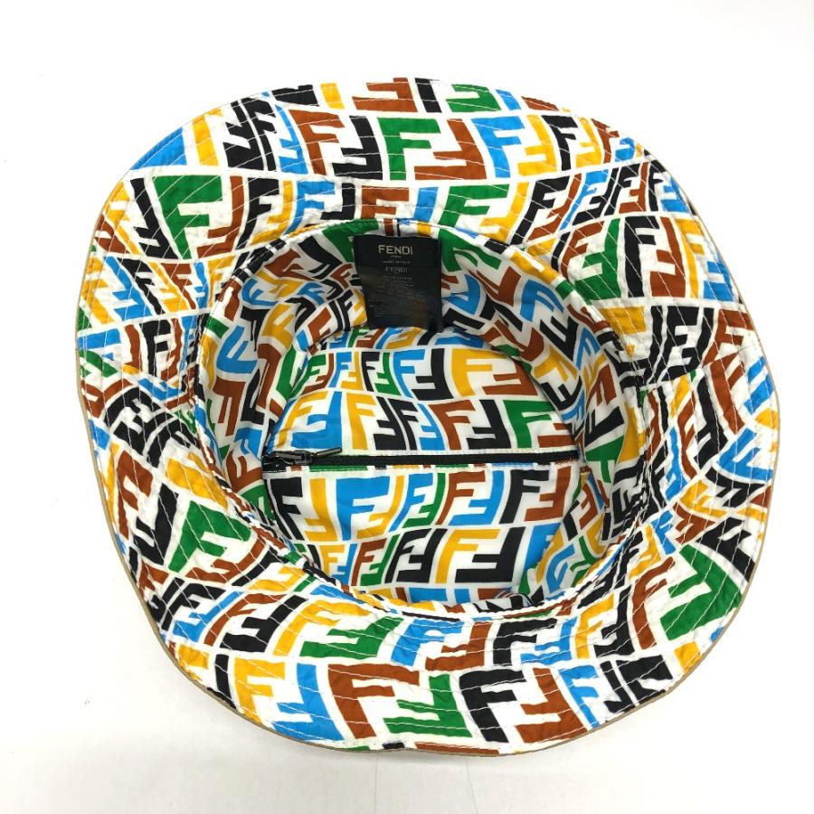 FENDI フェンディ ズッカ リバーシブル ハット帽 帽子 バケットハット ハット ナイロン ベージュ/マルチカラー メンズ【中古】 | FENDI | 02
