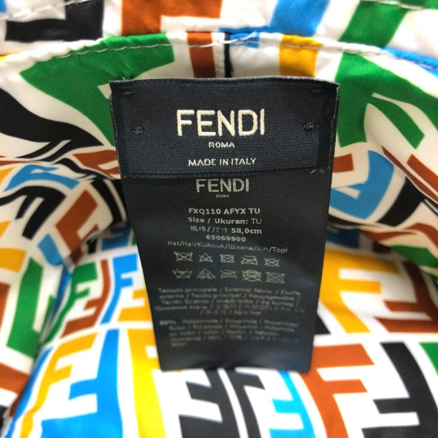 FENDI フェンディ ズッカ リバーシブル ハット帽 帽子 バケットハット ハット ナイロン ベージュ/マルチカラー メンズ【中古】 | FENDI | 05